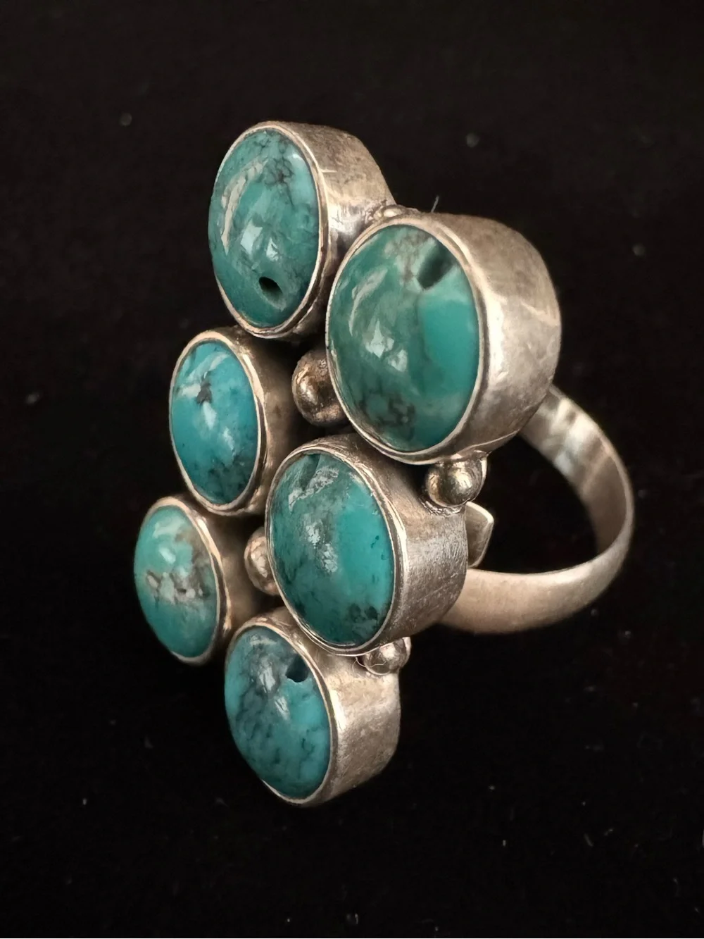 Blue moon Turquoise Stone Cluster Ring‎ - sterling silver setting Women’s Ring